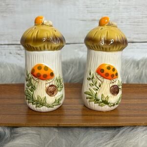Vintage Merry Mushroom Salt and Pepper Shakers 70s Sears Roebuck Co